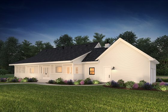 Exterior - Rear Elevation 1 for Ranch House Plan #47-1023 - 3 bed, 2 bath
