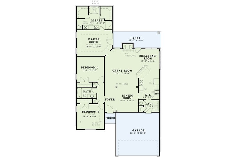 House Blueprint - Floor Plan - Main Floor for Traditional House Plan #17-102 - 3 bed, 2 bath