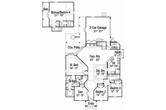 Floor Plan - Main Floor for European House Plan #417-337 - 4 bed, 3 bath