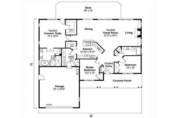 Architectural House Design - Ranch Floor Plan - Main Floor Plan #124-862