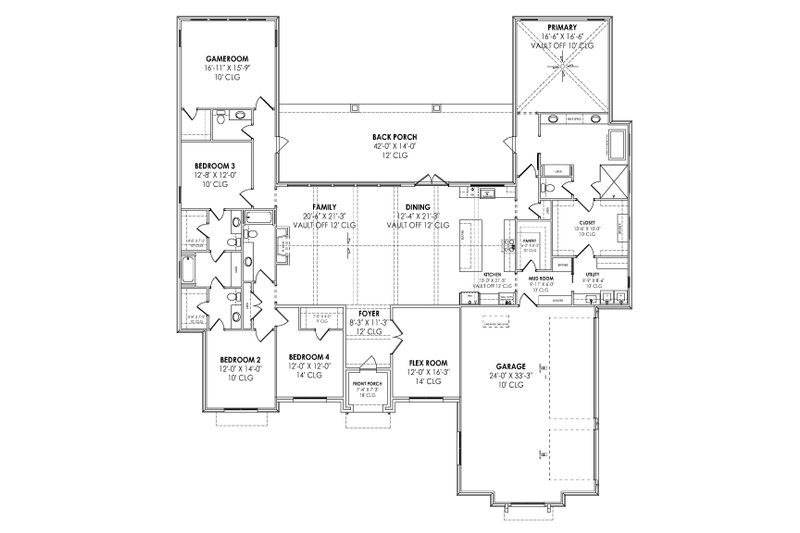 Dream House Plan - Floor Plan - Main Floor for Prairie House Plan #1096-37 - 4 bed, 3.5 bath