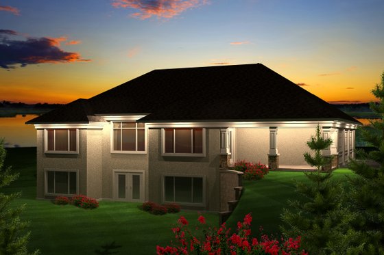 Exterior - Rear Elevation for Ranch House Plan #70-1128 - 4 bed, 2.5 bath