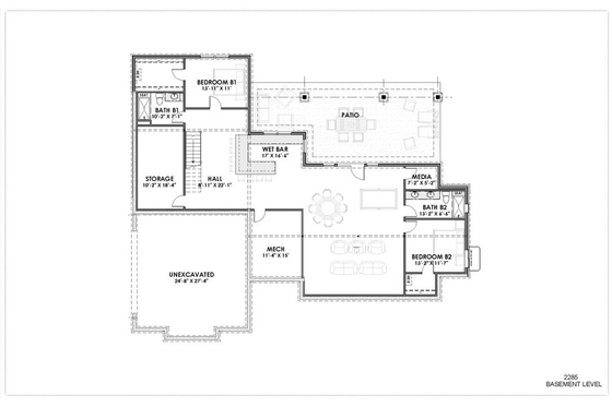 Floor Plan - Lower Floor for Farmhouse House Plan #1069-28 - 3 bed, 2.5 bath
