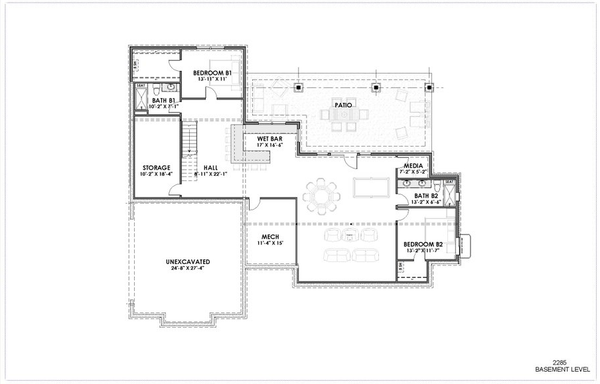 House Plan Design - Farmhouse Floor Plan - Lower Floor Plan #1069-28