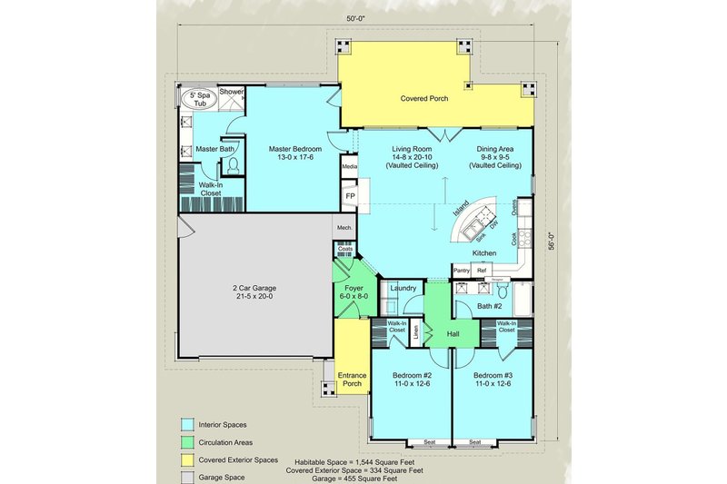 House Design - Floor Plan - Main Floor for Ranch House Plan #489-12 - 3 bed, 2 bath