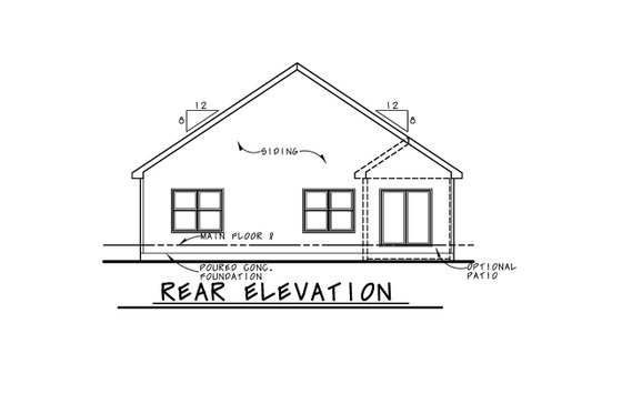 Exterior - Rear Elevation for Farmhouse House Plan #20-2355 - 2 bed, 2 bath