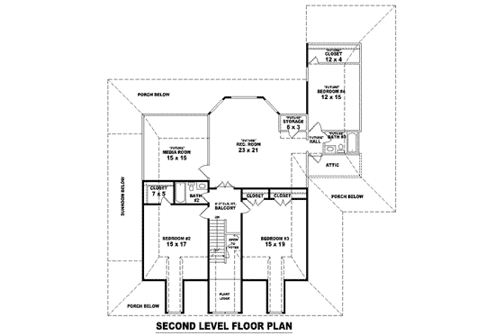 Floor Plan - Upper Floor for Country House Plan #81-1493 - 3 bed, 2.5 bath