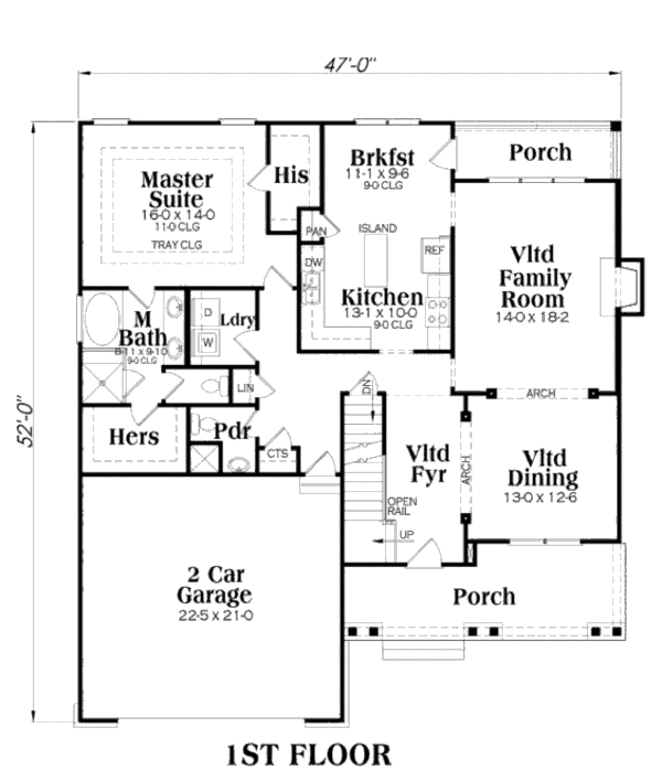 House Plan Design - Craftsman Floor Plan - Main Floor Plan #419-217