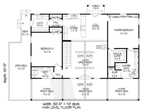 Southern Floor Plan - Main Floor Plan #932-845