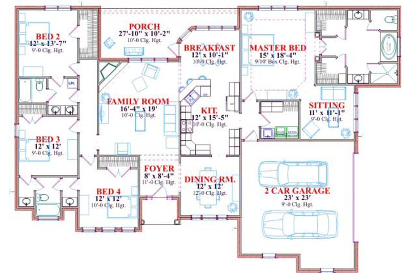 Home Plan - Floor Plan - Main Floor for European House Plan #63-137 - 4 bed, 3 bath
