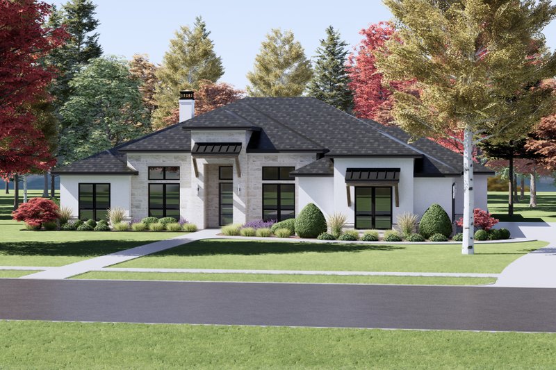 Dream House Plan - Exterior - Front Elevation 4 for Prairie House Plan #1096-37 - 4 bed, 3.5 bath