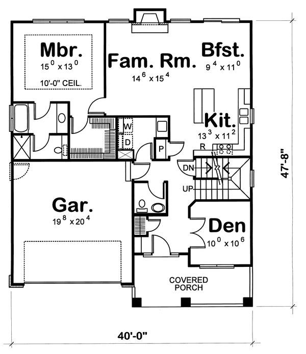 House Plan Design - Craftsman Floor Plan - Main Floor Plan #20-1220