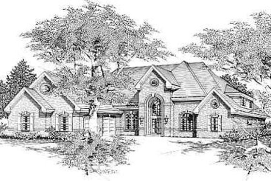 Exterior - Front Elevation for European House Plan #329-305 - 5 bed, 3.5 bath