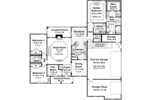Floor Plan - Main Floor for Traditional House Plan #21-180 - 3 bed, 2.5 bath
