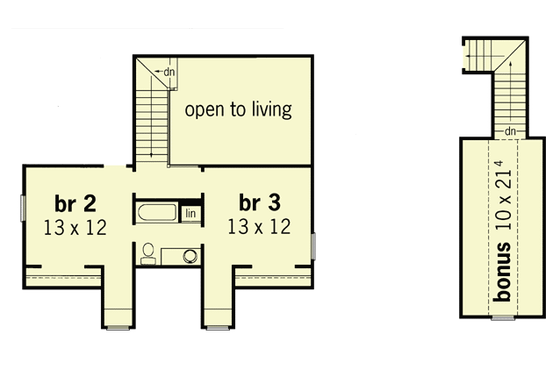 Floor Plan - Upper Floor for Southern House Plan #16-202 - 3 bed, 2.5 bath