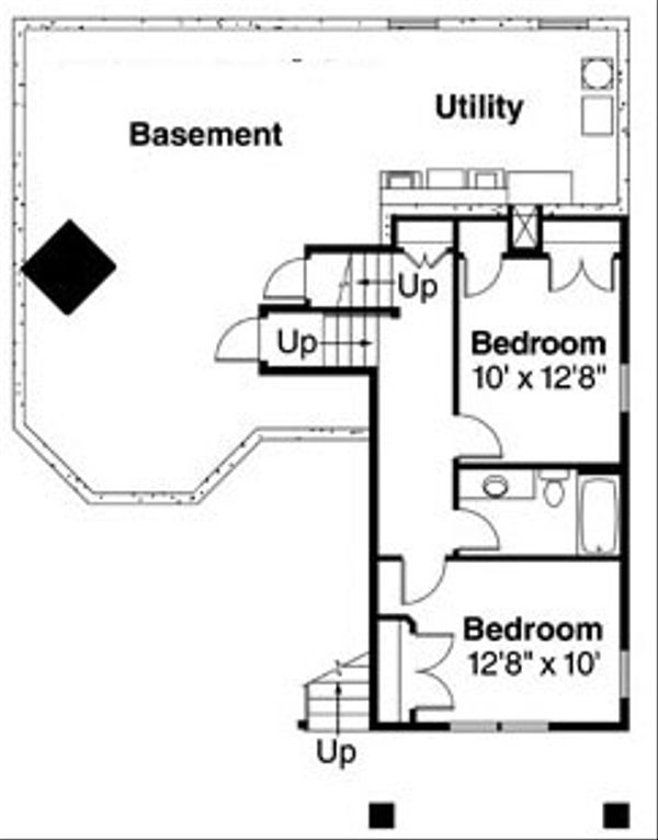 Craftsman Floor Plan - Lower Floor Plan #124-784