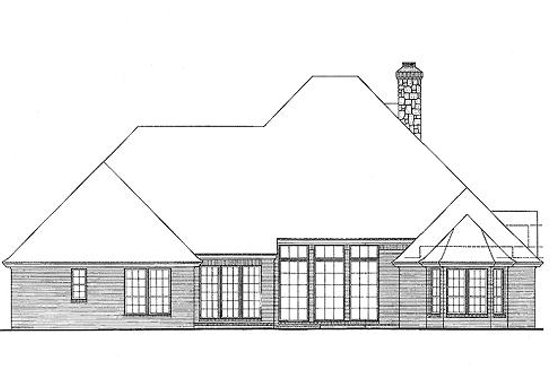 Exterior - Rear Elevation for European House Plan #310-864 - 4 bed, 3.5 bath
