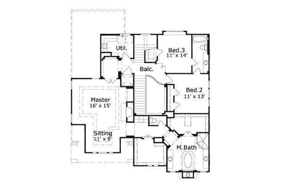 Floor Plan - Upper Floor for European House Plan #411-354 - 3 bed, 3.5 bath