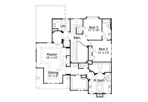 European Floor Plan - Upper Floor Plan #411-354