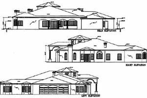 Exterior - Rear Elevation for Mediterranean House Plan #1-928 - 4 bed, 3.5 bath
