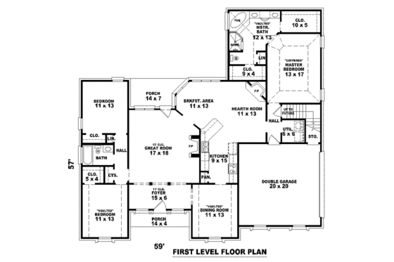 Floor Plan - Main Floor for European House Plan #81-1519 - 3 bed, 2 bath