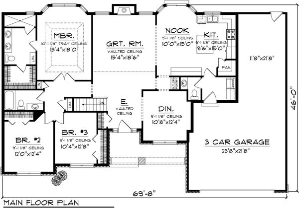 House Design - Traditional Floor Plan - Main Floor Plan #70-1083