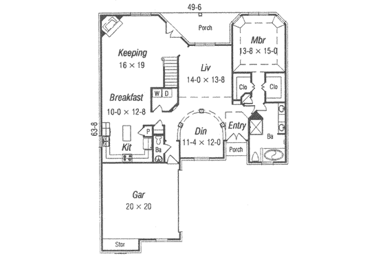 Floor Plan - Main Floor for European House Plan #329-138 - 4 bed, 2.5 bath
