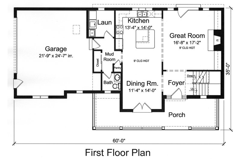 House Blueprint - Floor Plan - Main Floor for Traditional House Plan #46-496 - 4 bed, 2.5 bath