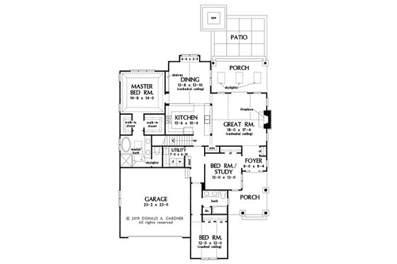 Floor Plan - Main Floor for Cottage House Plan #929-1134 - 3 bed, 2 bath