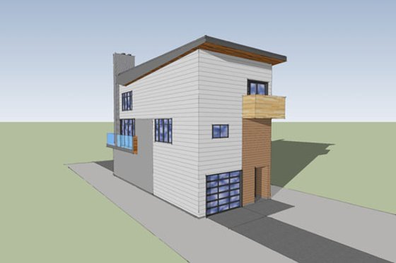Exterior - Other Elevation 3 for Modern House Plan #518-2 - 2 bed, 2.5 bath