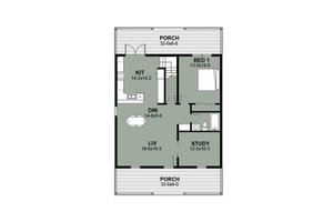 Floor Plan - Main Floor for Farmhouse House Plan #497-10 - 3 bed, 2 bath