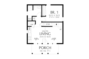 Floor Plan - Main Floor for Cottage House Plan #48-1183 - 2 bed, 1 bath