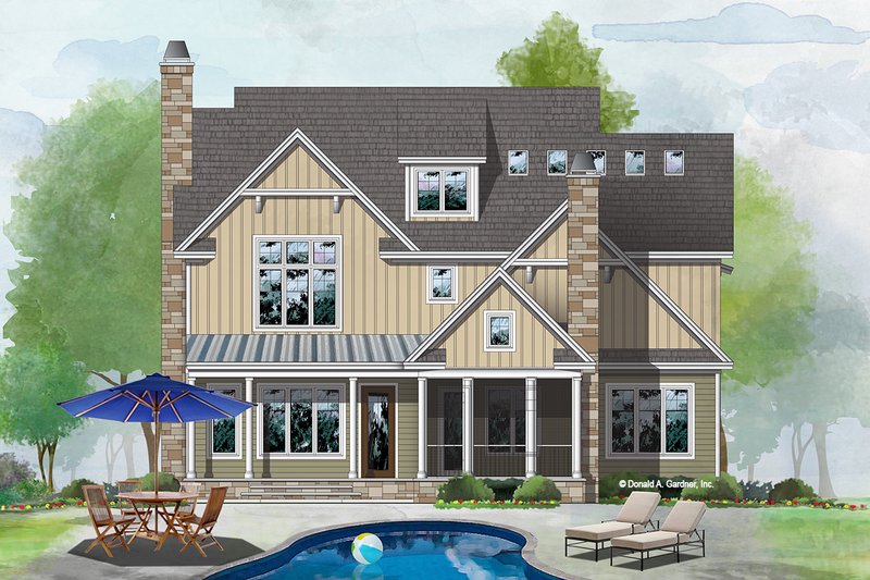 Home Plan - Exterior - Rear Elevation for Farmhouse House Plan #929-1120 - 4 bed, 4.5 bath