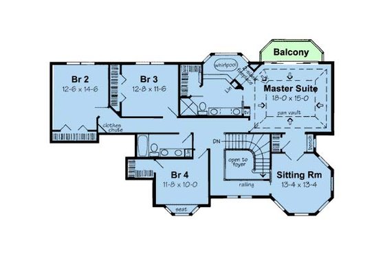 Floor Plan - Upper Floor for Victorian House Plan #312-627 - 4 bed, 2.5 bath