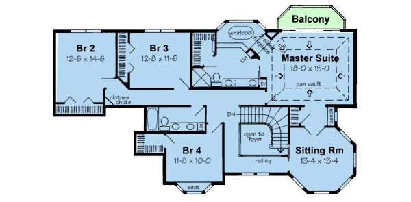 Floor Plan - Upper Floor for Victorian House Plan #312-627 - 4 bed, 2.5 bath