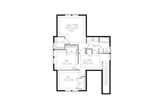 Floor Plan - Upper Floor for Traditional House Plan #423-11 - 4 bed, 2 bath
