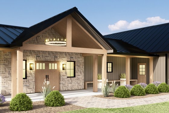 Exterior - Covered Porch for Barndominium House Plan #1064-334 - 3 bed, 2 bath