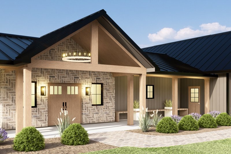 Home Plan - Exterior - Covered Porch for Barndominium House Plan #1064-334 - 3 bed, 2 bath