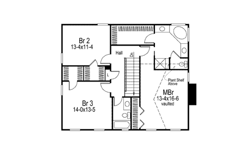 Home Plan - Floor Plan - Upper Floor for Country House Plan #57-336 - 3 bed, 2.5 bath