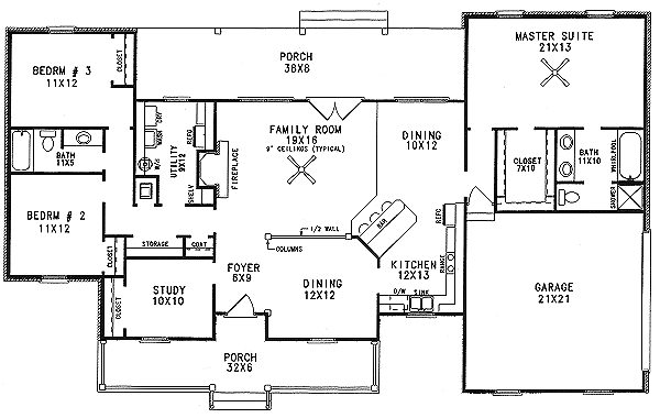 House Blueprint - Country Floor Plan - Main Floor Plan #14-112