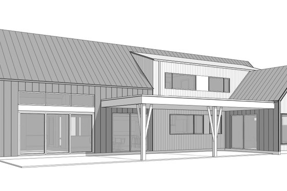 Exterior - Rear Elevation 2 for Contemporary House Plan #1114-90 - 4 bed, 2.5 bath