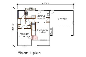 Floor Plan - Main Floor for Country House Plan #79-157 - 3 bed, 2.5 bath