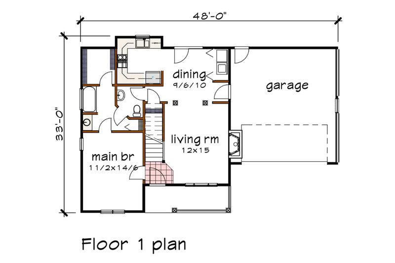 Home Plan - Floor Plan - Main Floor for Country House Plan #79-157 - 3 bed, 2.5 bath