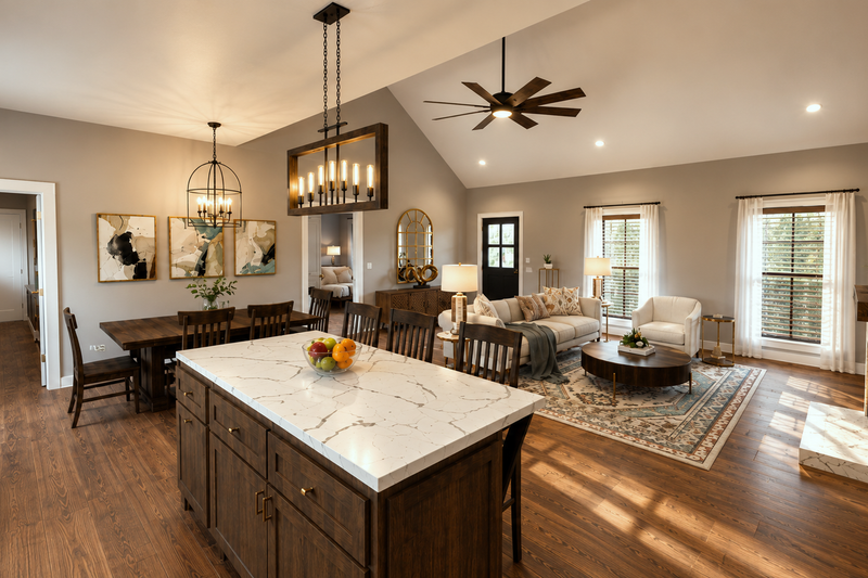 House Blueprint - Interior - Family Room 1 for Farmhouse House Plan #44-313 - 3 bed, 2 bath