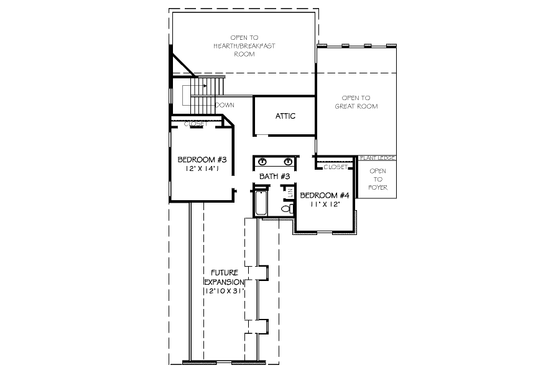Floor Plan - Upper Floor for Traditional House Plan #424-360 - 4 bed, 3 bath