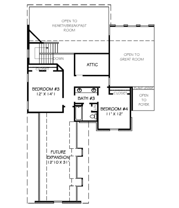 Traditional Floor Plan - Upper Floor Plan #424-360
