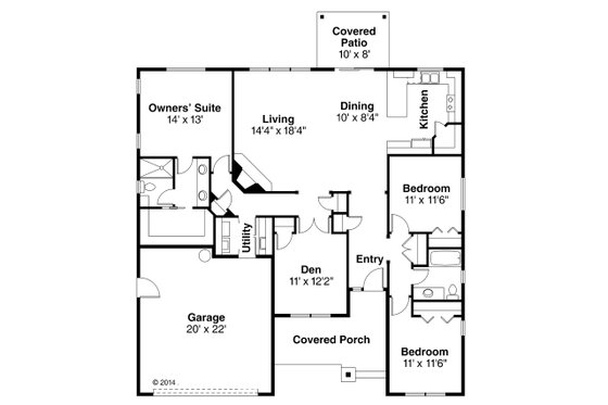 Floor Plan - Main Floor for Cottage House Plan #124-971 - 3 bed, 2 bath
