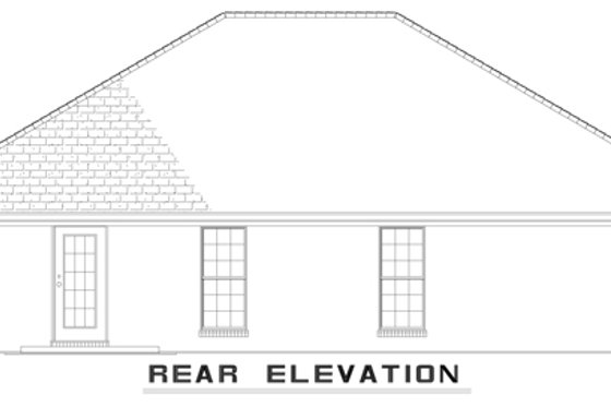Exterior - Rear Elevation for Traditional House Plan #17-2128 - 3 bed, 2 bath