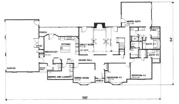 Architectural House Design - Mediterranean Floor Plan - Main Floor Plan #30-184