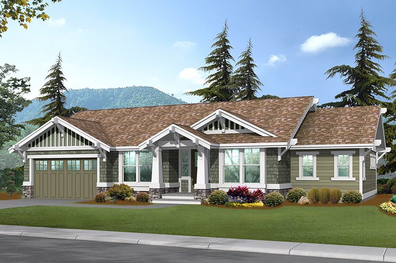 Architectural House Design - Craftsman Exterior - Front Elevation Plan #132-570